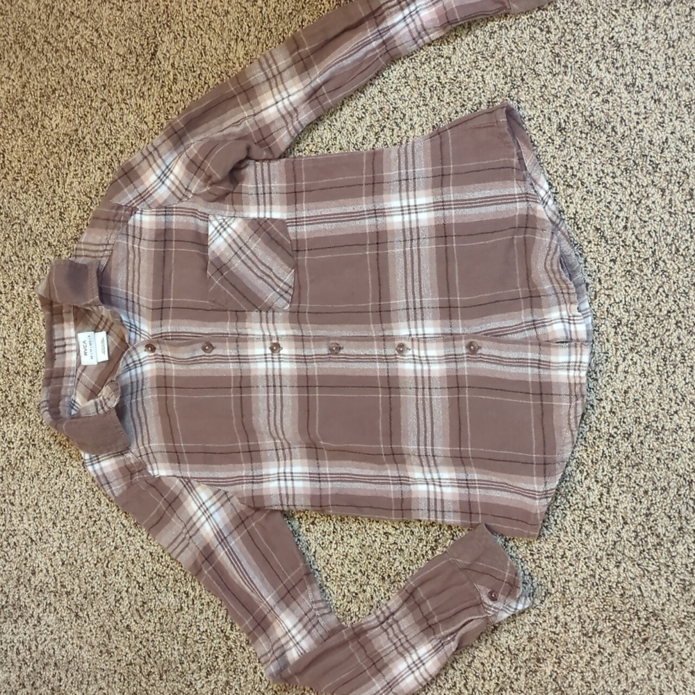 RVCA extra small women's flannel long sleeve button-up style# WE506JIG